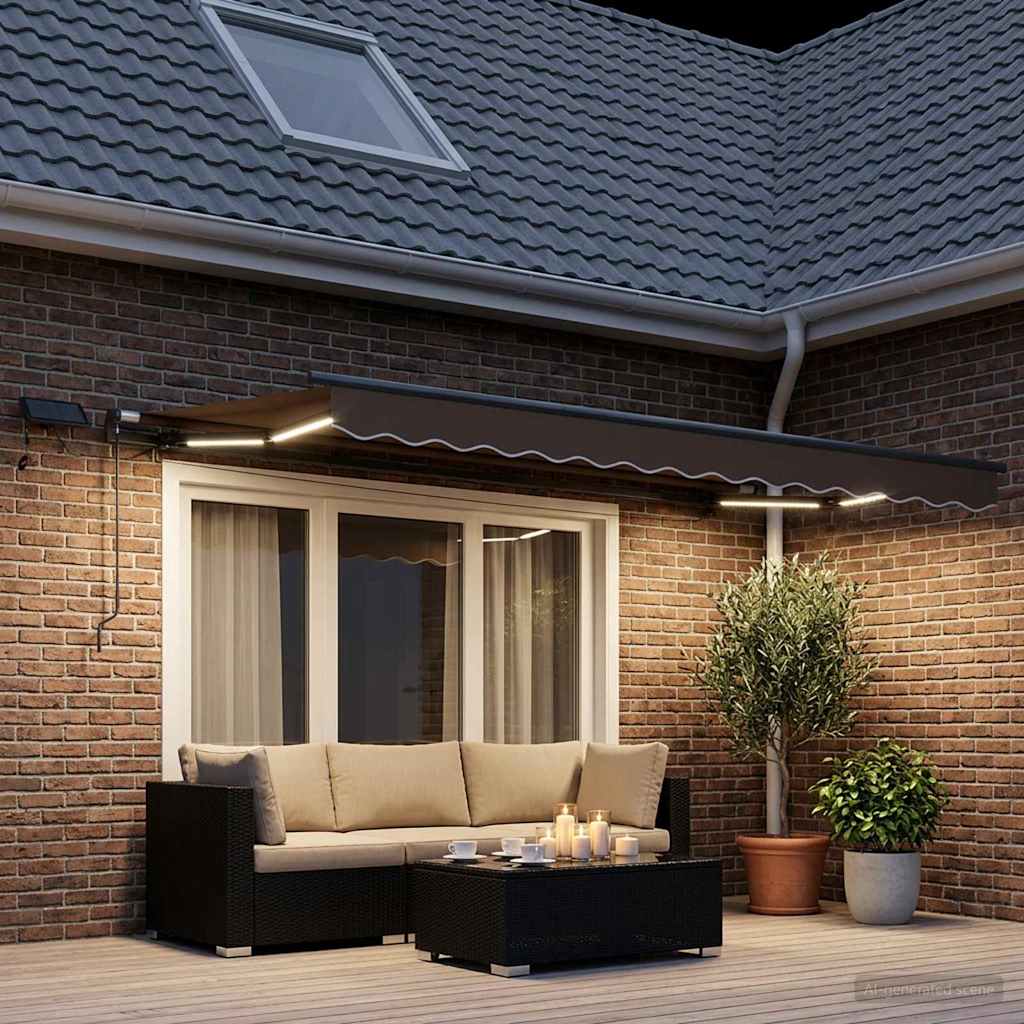 Retractable Awning Taupe 300 x 250 cm Fabric and Aluminium