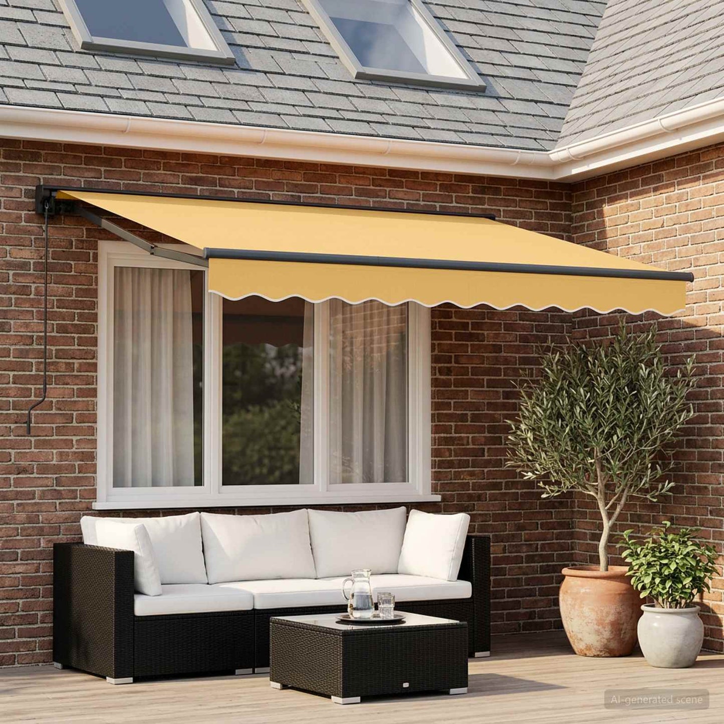 Retractable Awning Sand 3 x 2.5 m Polyester and Aluminium