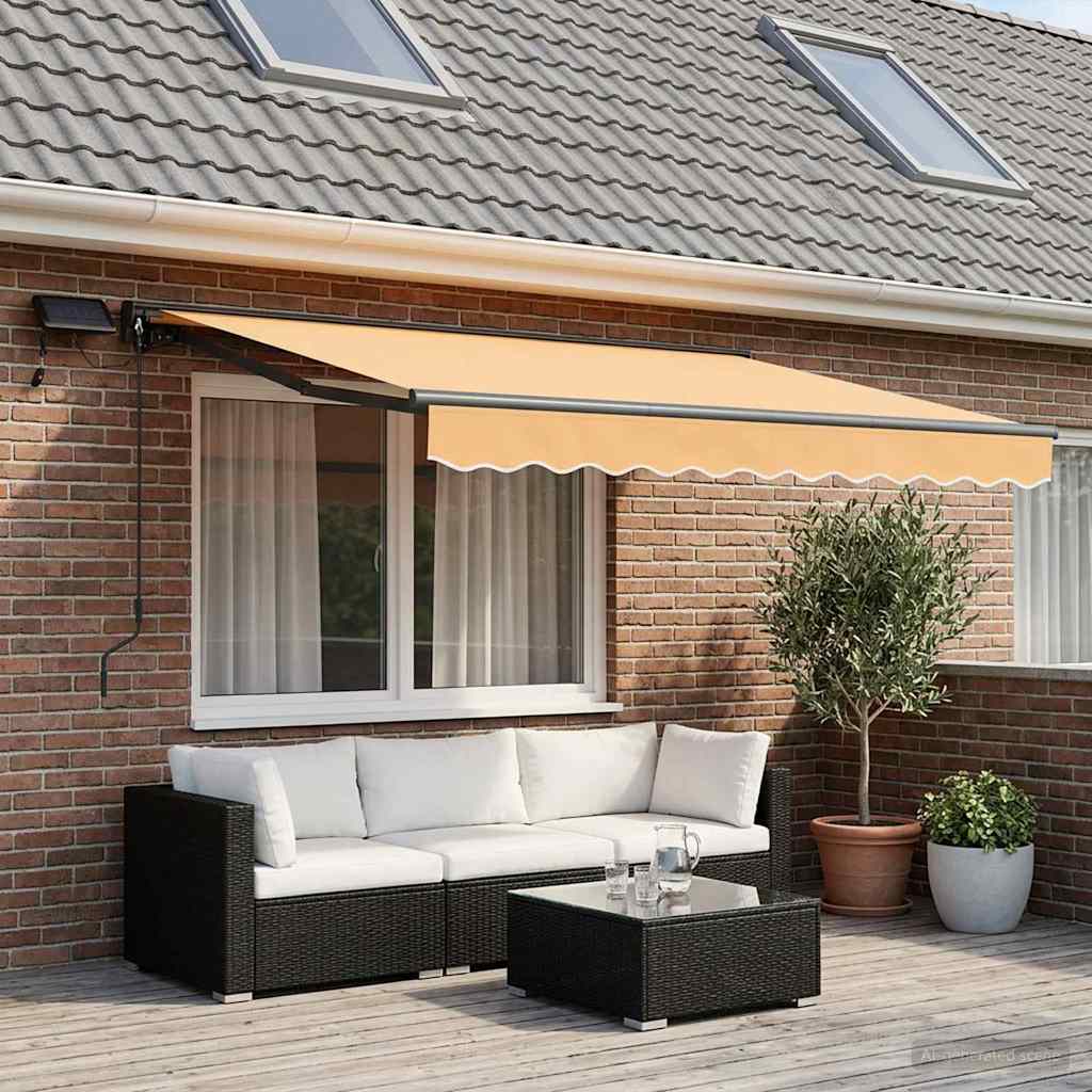 Manual Awning Frame with LEDs Sand 3 x 2.5 m