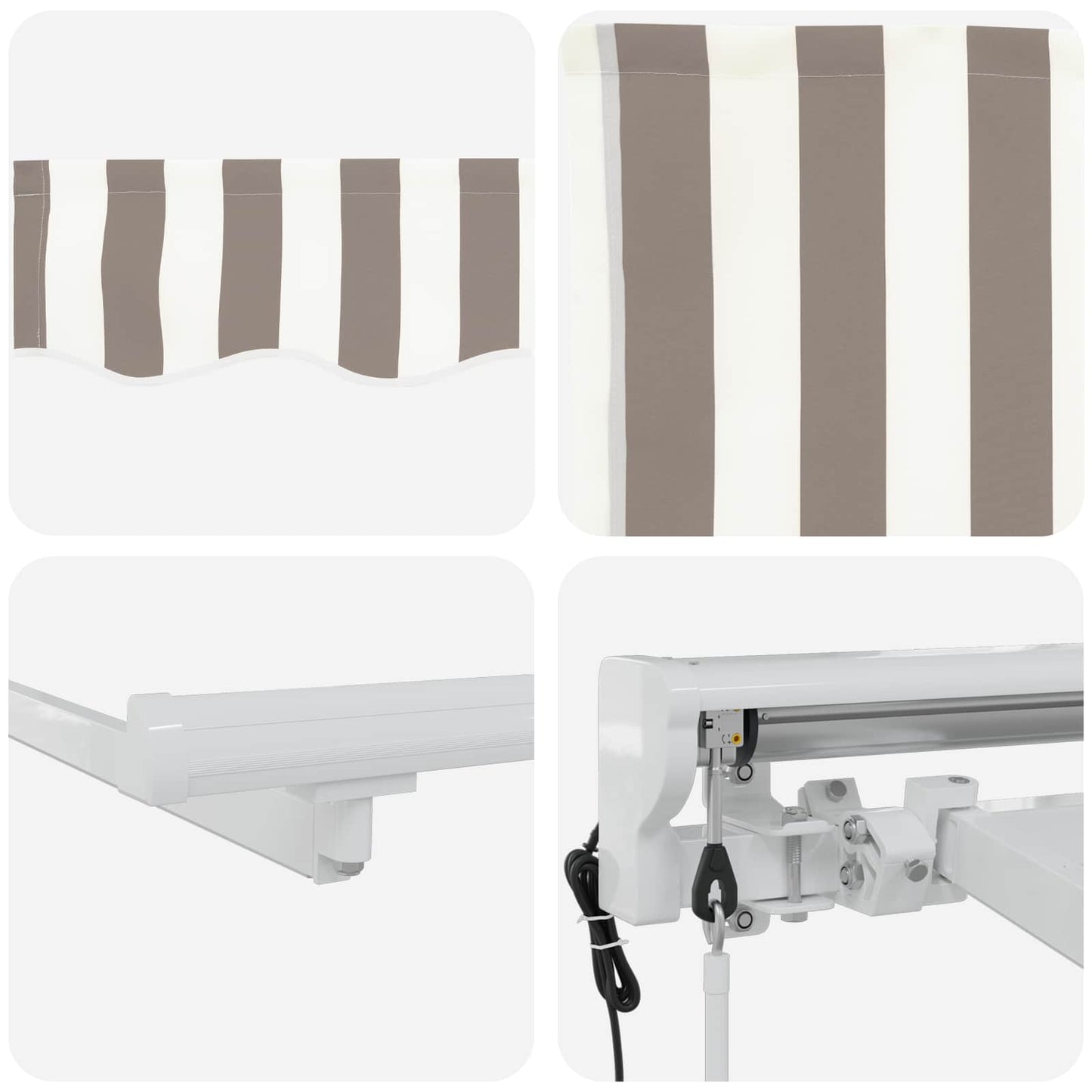 Electric Retractable Awning Light Grey and White 3 x 2.5 m