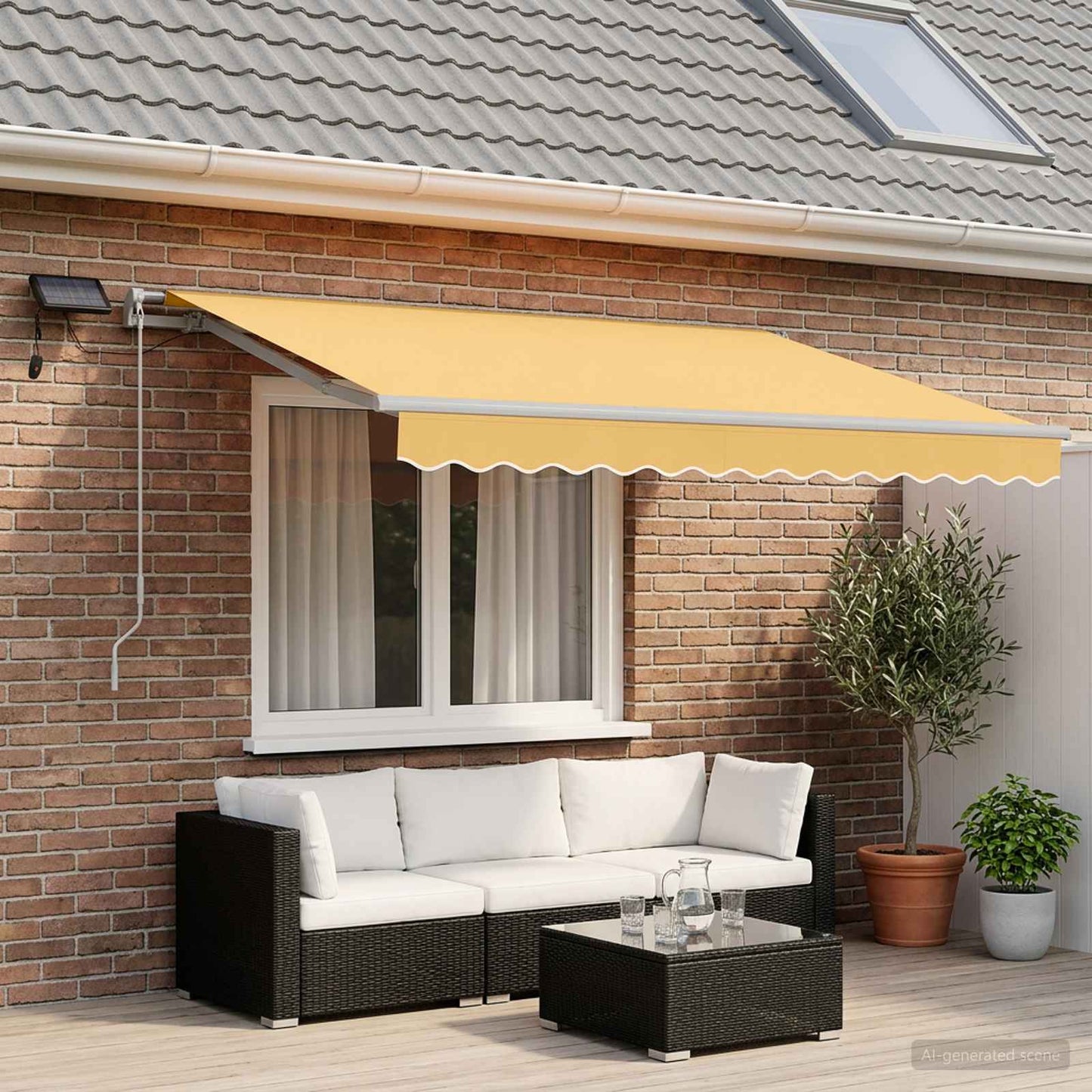 Retractable Awning Sand 350 x 250 cm Fabric and Aluminium