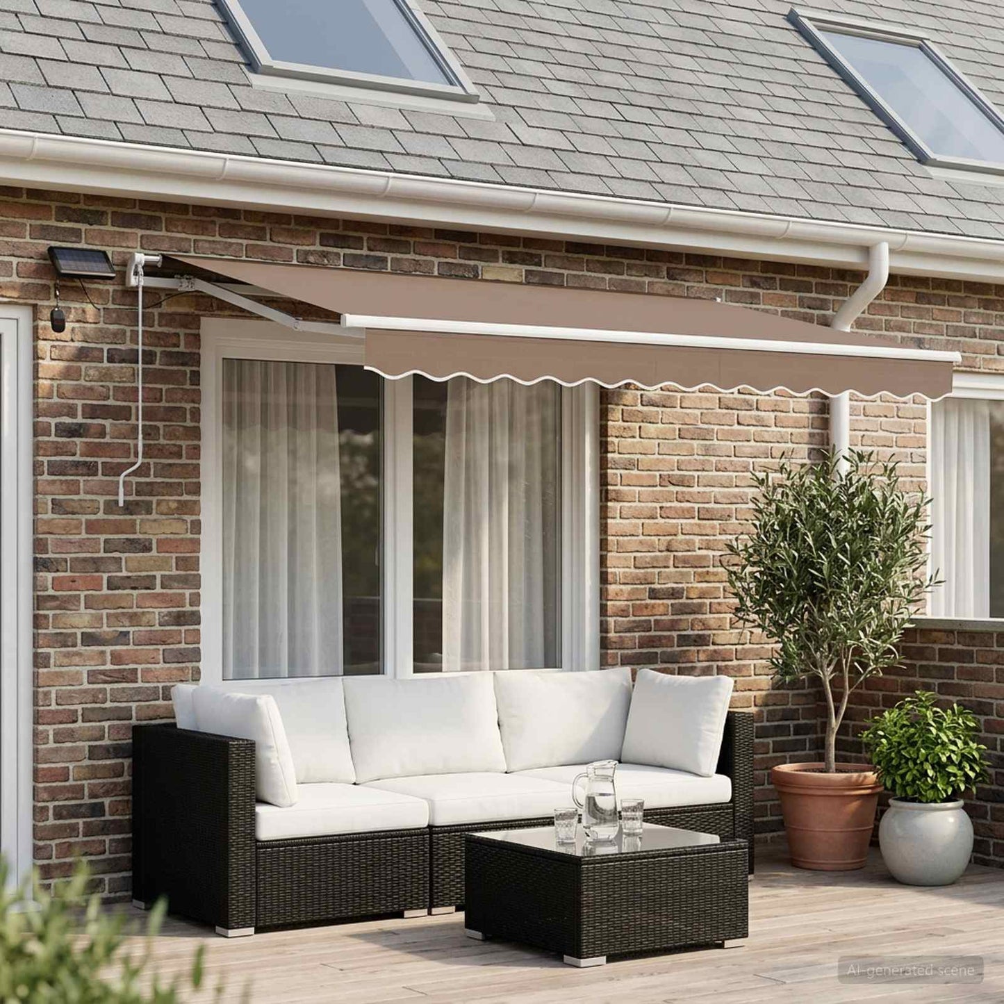 Retractable Awning Taupe 350 x 250 cm Fabric and Aluminium