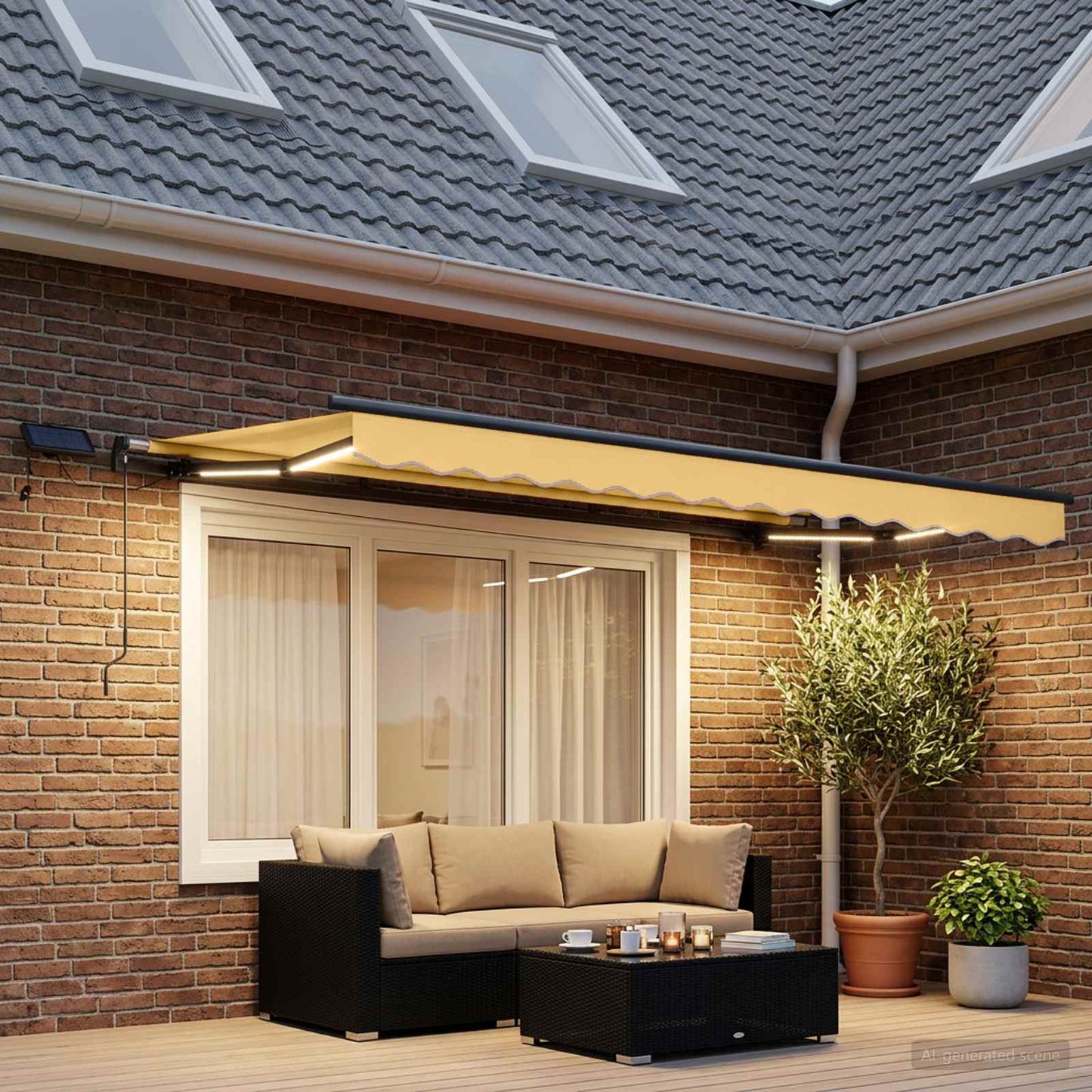 Retractable Awning Sand 350 x 250 cm Fabric and Aluminium