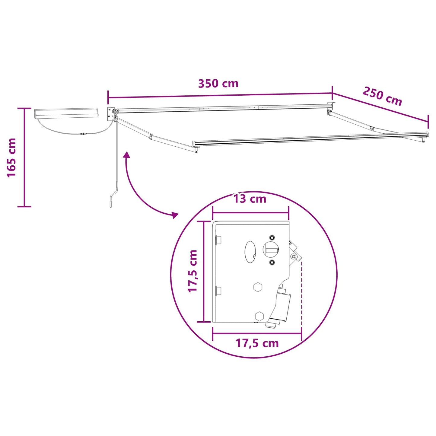 Electric Retractable Awning Taupe 100% Polyester and Aluminium