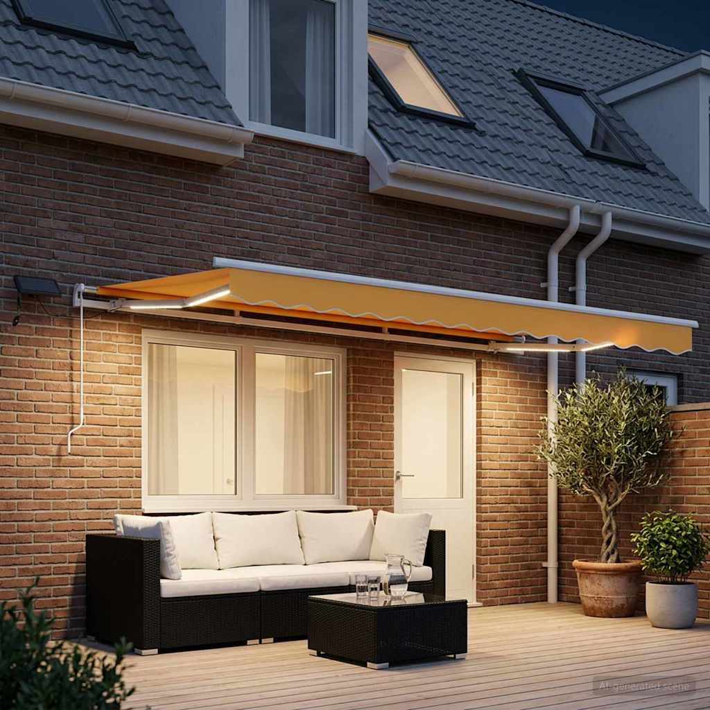 Retractable Awning Sand 500 x 350 cm Fabric and Aluminium
