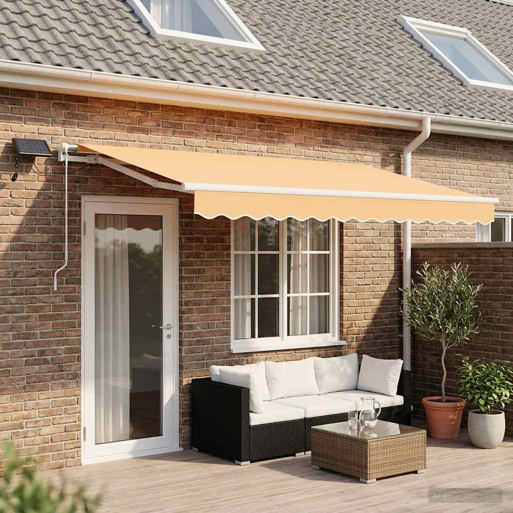 Retractable Awning Sand 450 x 350 cm Fabric and Aluminium