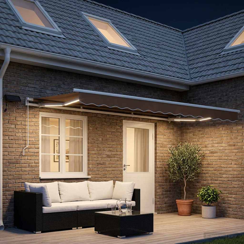 Retractable Awning Taupe 400 x 350 cm Fabric and Aluminium