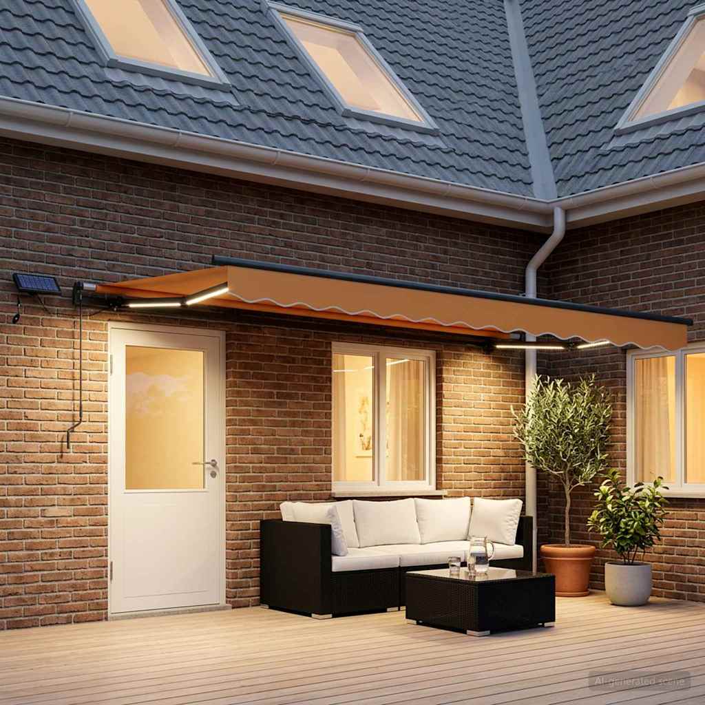 Retractable Awning Sand 500 x 350 cm Fabric and Aluminium
