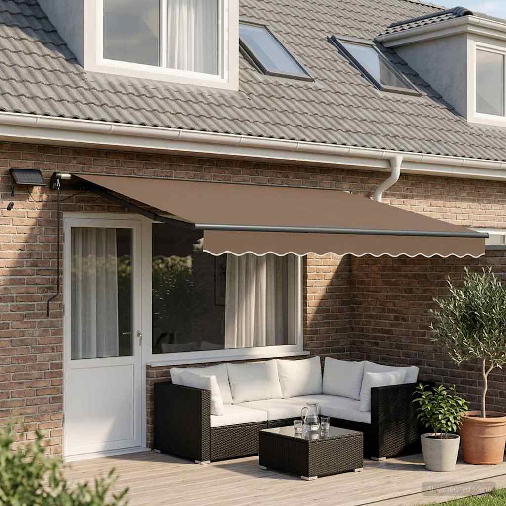 Retractable Awning Taupe 500 x 350 cm Fabric and Aluminium