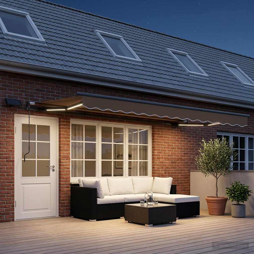 Retractable Awning Taupe 600 x 350 cm Fabric and Aluminium