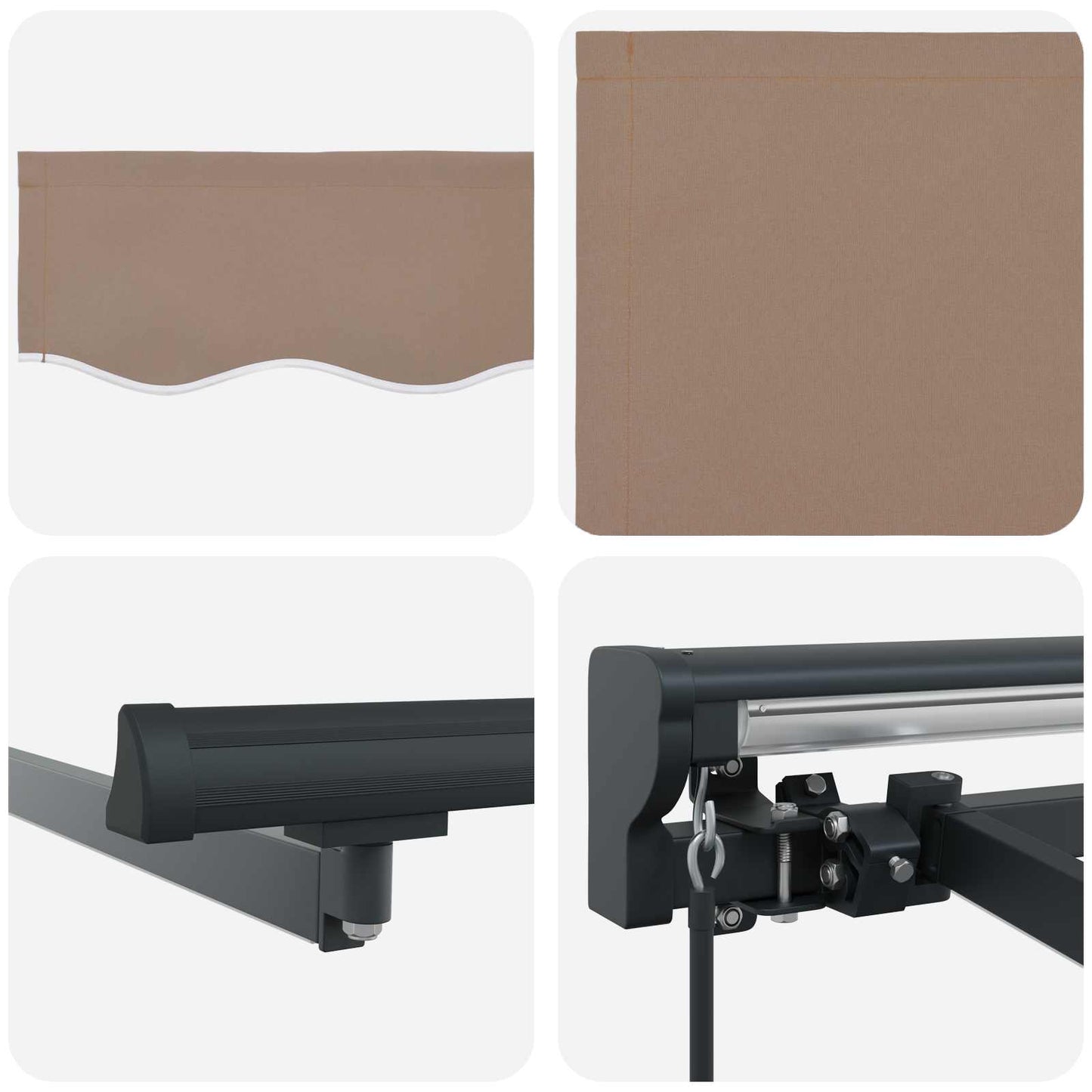 Manual Awning Frame with LEDs Taupe 4 x 3 m