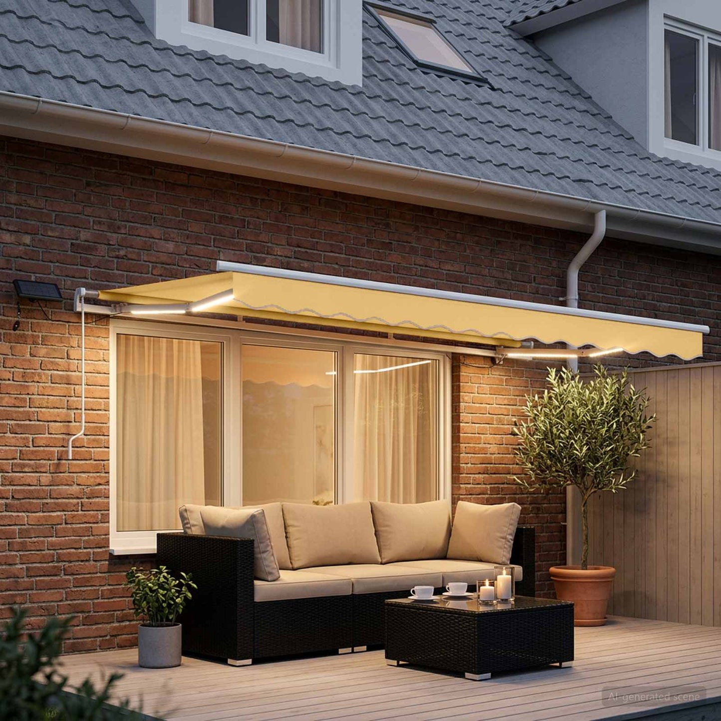 Retractable Awning Sand 400 x 350 cm Fabric and Aluminium