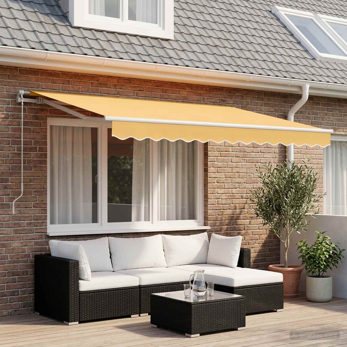 Retractable Awning Sand 4.5 x 3 m Polyester and Aluminium