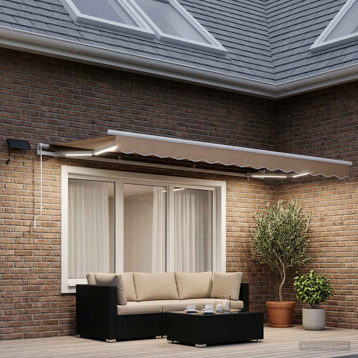 Retractable Awning Taupe 450 x 300 cm Fabric and Aluminium