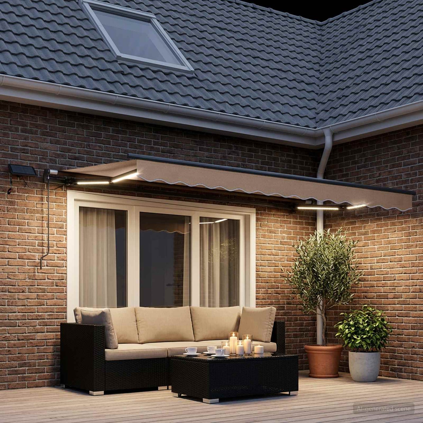 Retractable Awning Taupe 450 x 300 cm Fabric and Aluminium