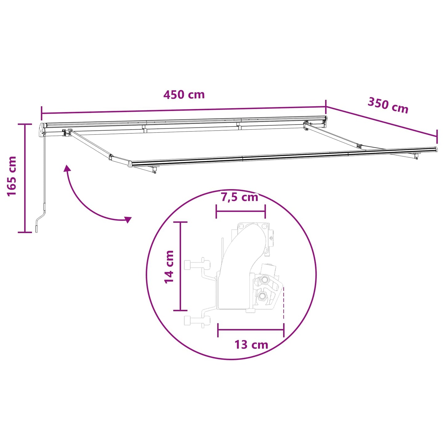 Retractable Awning Sand 450 x 350 cm Polyester and Steel