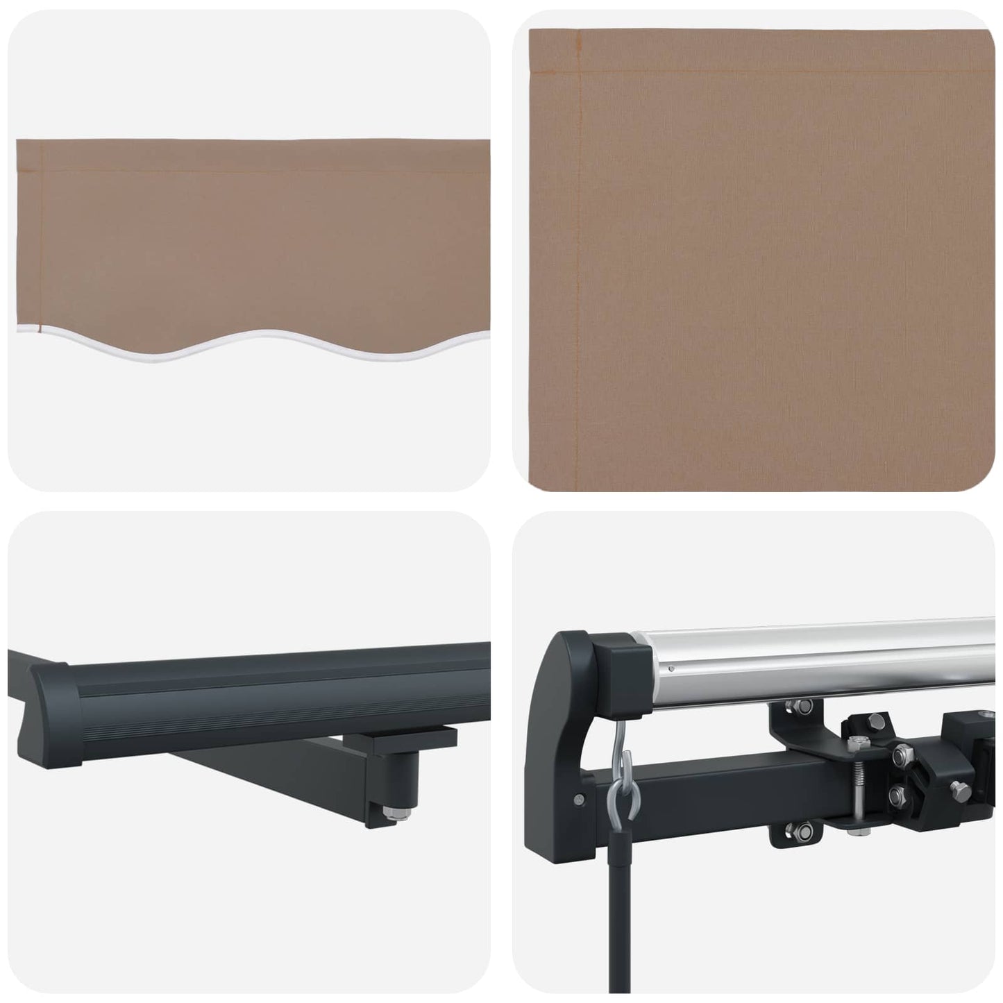 Retractable Awning Taupe 450 x 350 cm Fabric and Aluminium