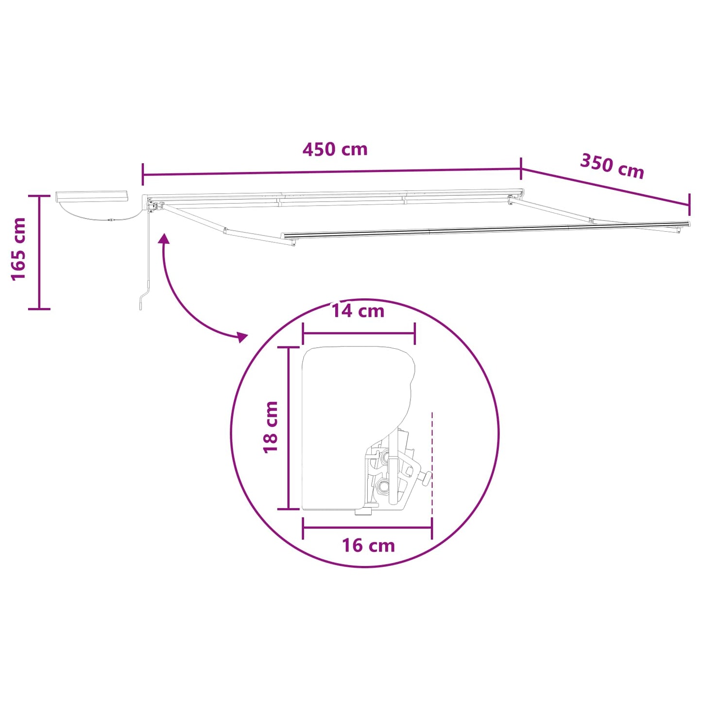Electric Retractable Awning Light Grey and White 4.5 x 3.5 m