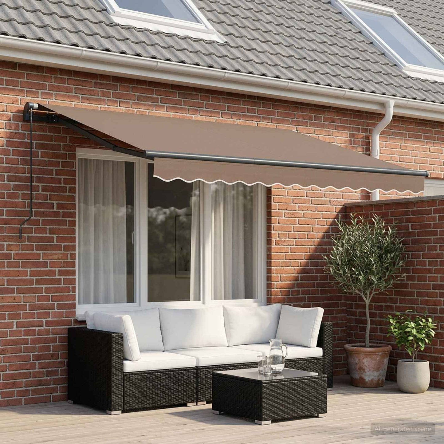 Retractable Awning Taupe 500 x 300 cm Polyester and Aluminium