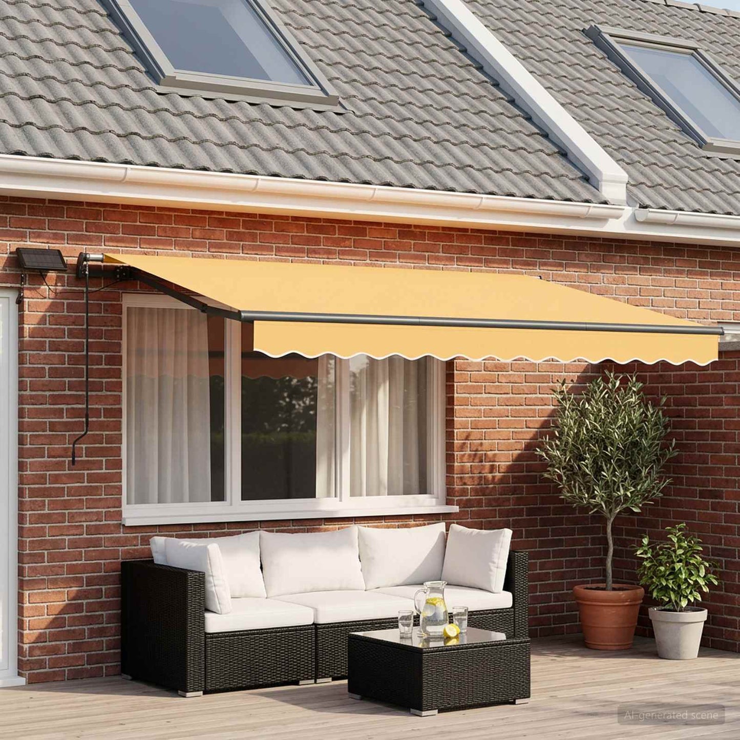 Retractable Awning Sand 500 x 300 cm Fabric and Aluminium