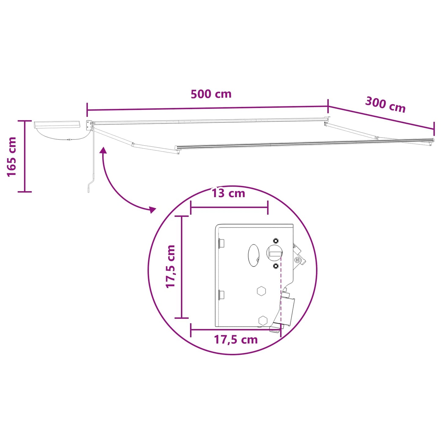 Electric Retractable Awning Taupe 100% Polyester and Aluminium