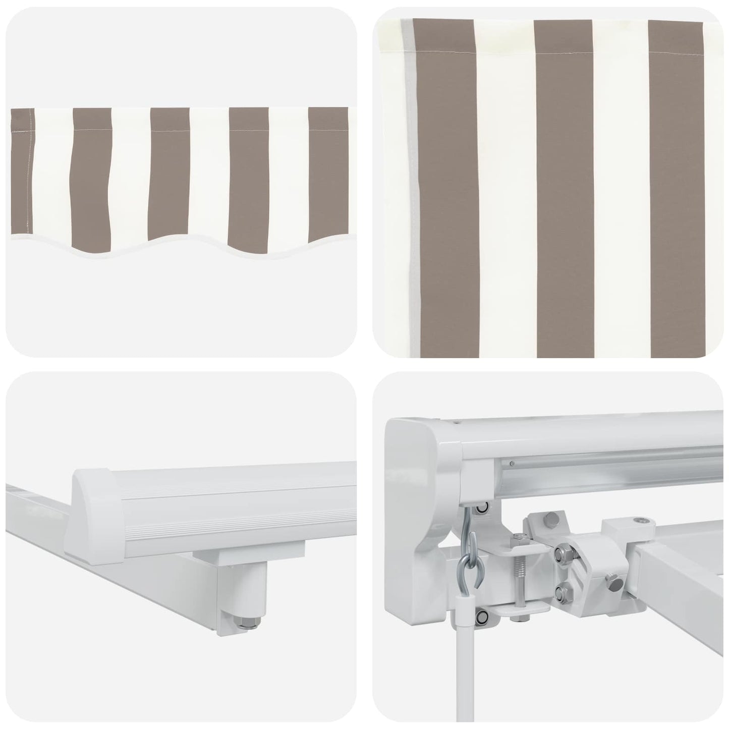 Manual Awning Frame with LEDs Light Grey and White 5 x 3.5 m