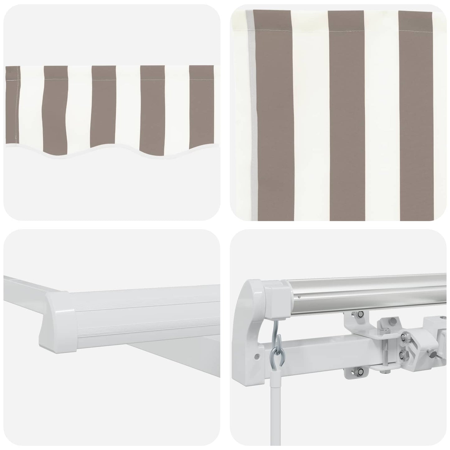 Retractable Awning Light Grey and White 600 cm