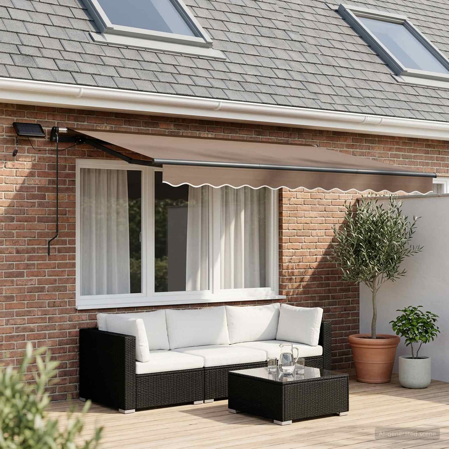 Retractable Awning Taupe 600 x 350 cm Fabric and Aluminium