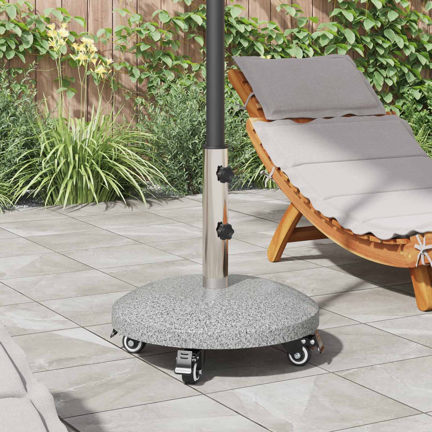 Granite Parasol Base with Wheels for 4-5 cm Pole 27.2 kg Grey