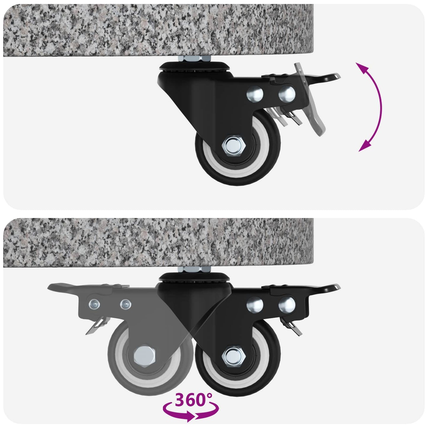 Granite Parasol Base with Wheels for 4-5 cm Pole 27.2 kg Grey