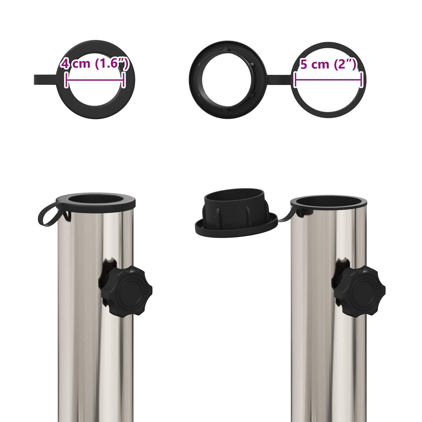 Parasol Base Tube 0.63 kg Natural Stainless Steel