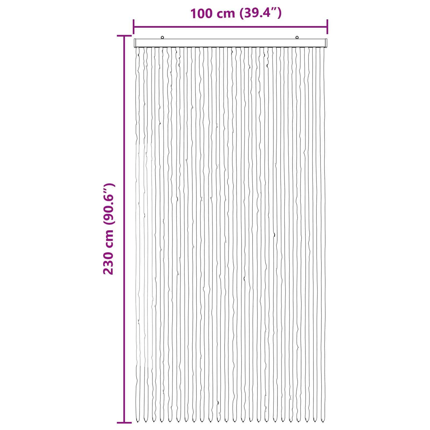 Insect Curtain Chenille Grey and Black 100 x 230 cm 100% PP