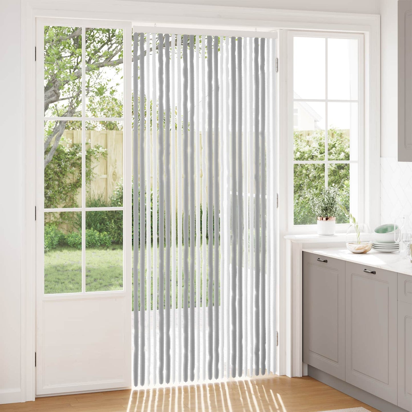 Insect Curtain Chenille Grey and White 100 x 230 cm 100% PP