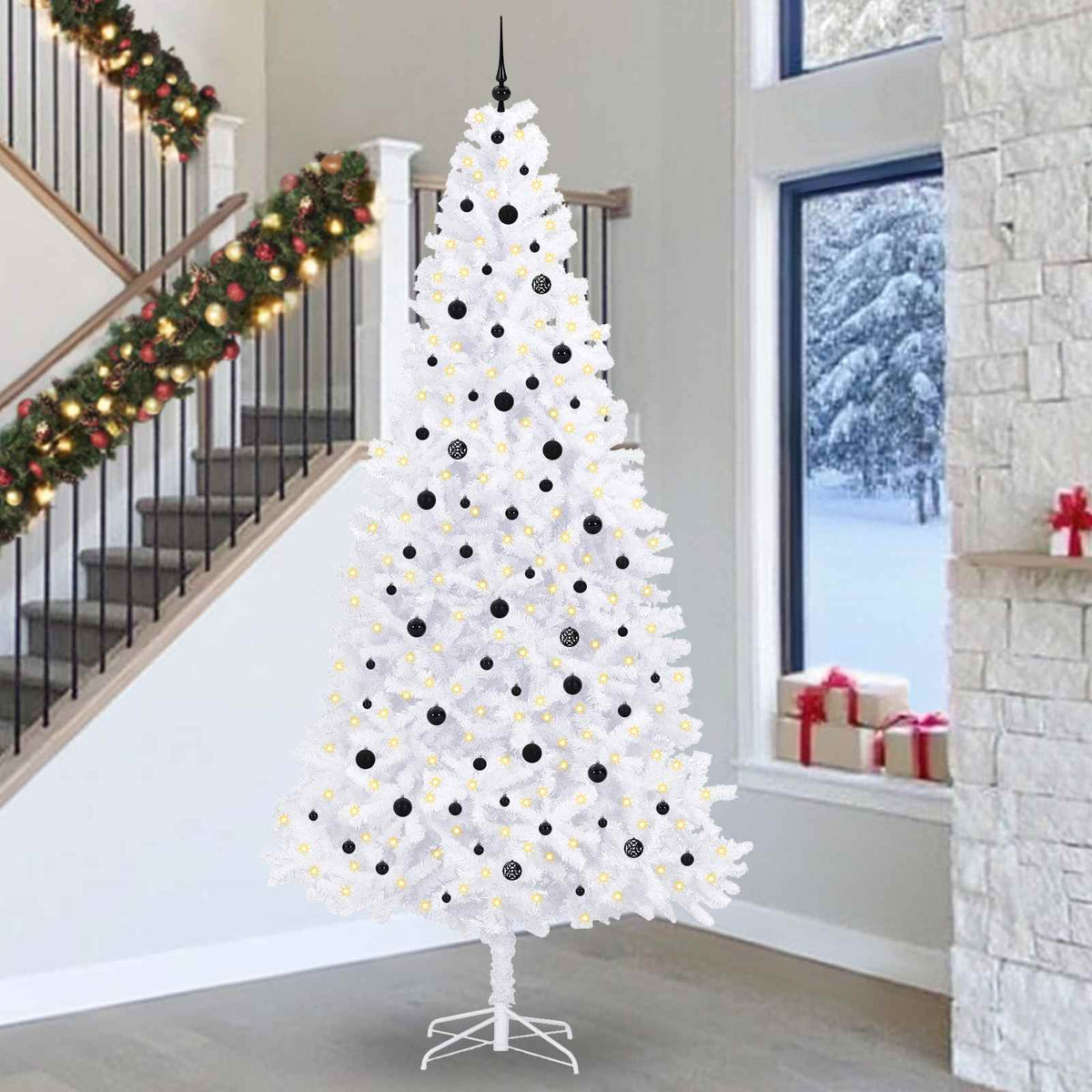 Artificial Christmas Tree with Stand White 300 cm PVC and Steel