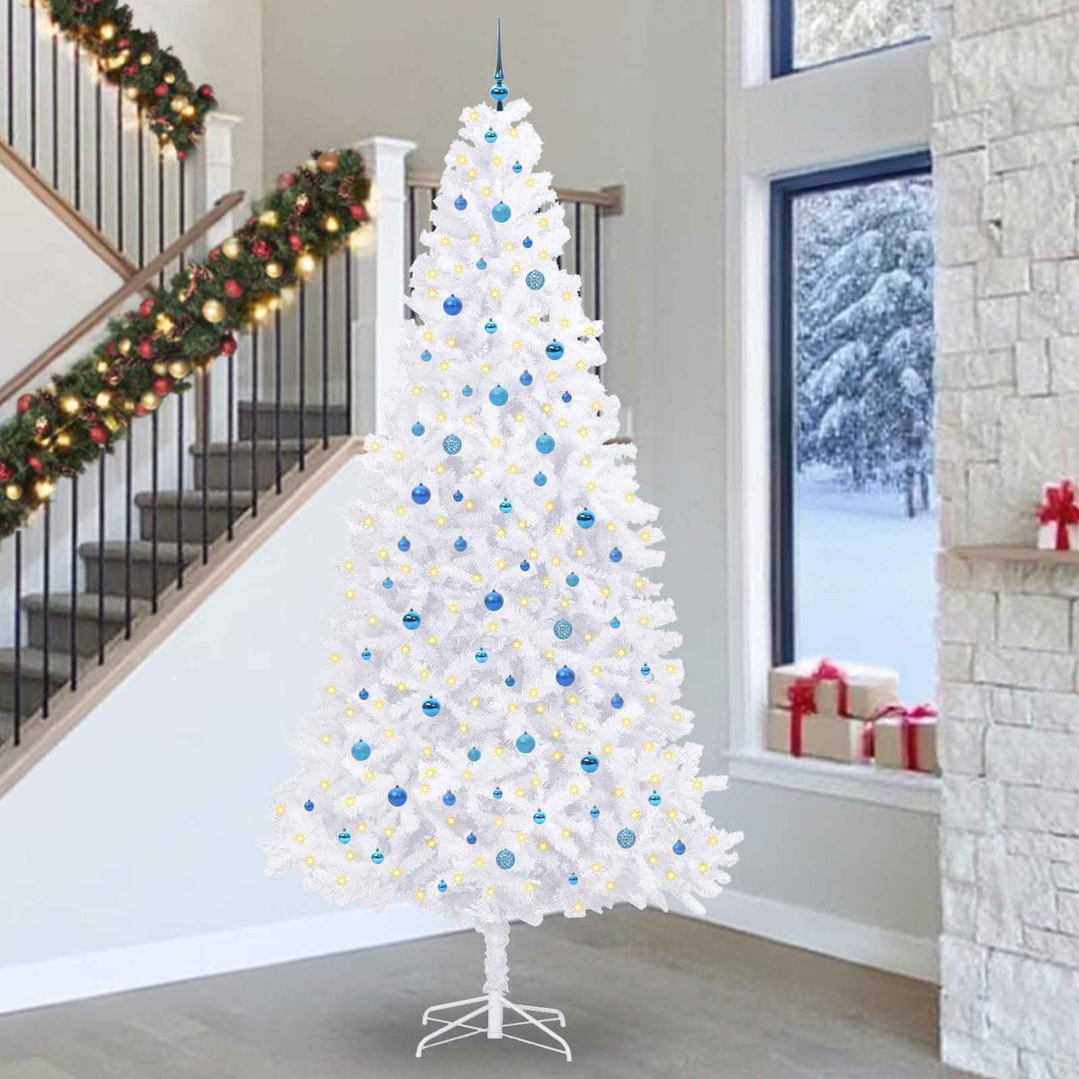 Artificial Christmas Tree with Stand White 300 cm PVC and Steel