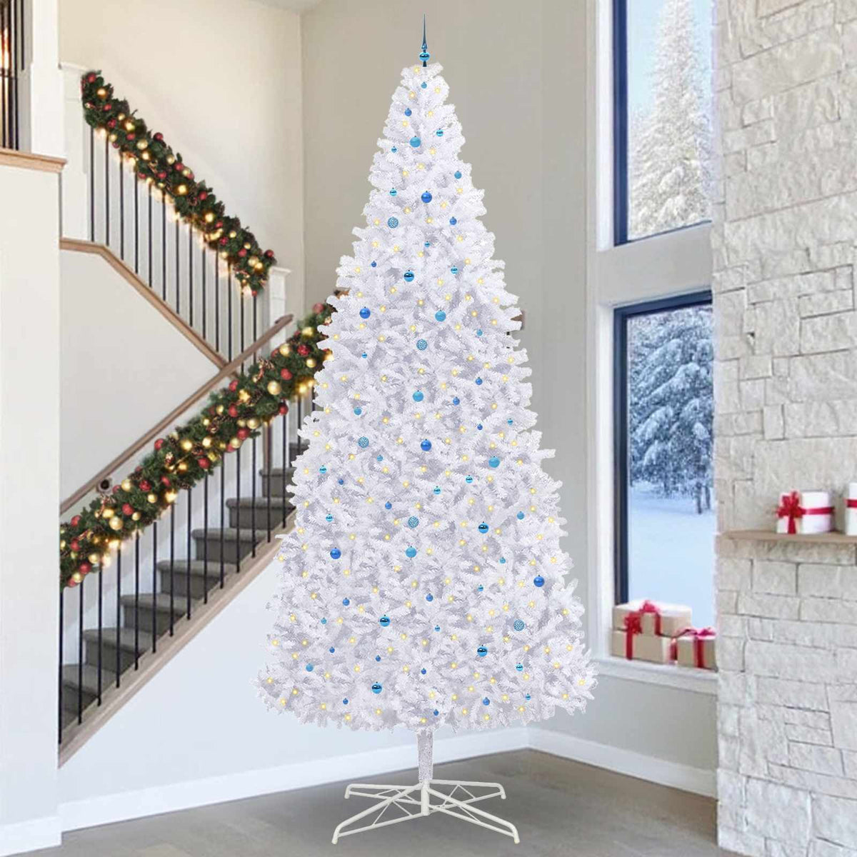 Artificial Christmas Tree with Stand White 400 cm PVC and Steel