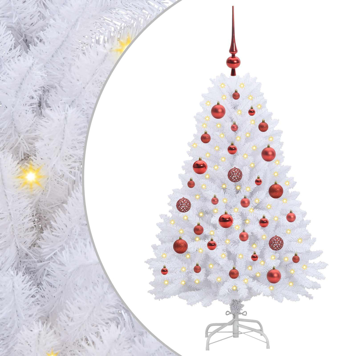 Artificial Hinged Christmas Tree White 120 cm PVC and Steel