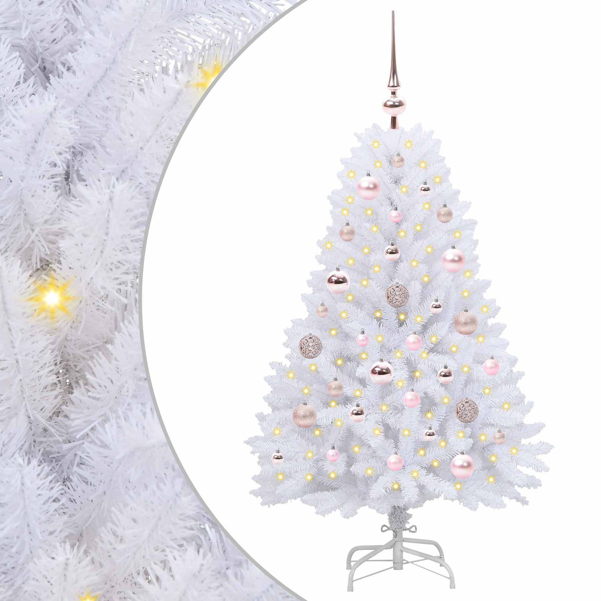 Artificial Hinged Christmas Tree White 120 cm PVC and Steel