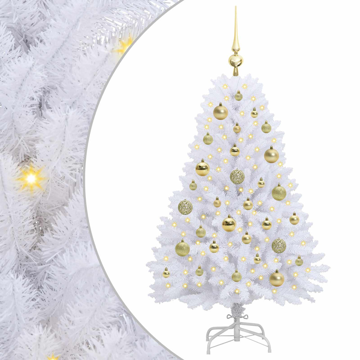 Artificial Hinged Christmas Tree White 120 cm PVC and Steel