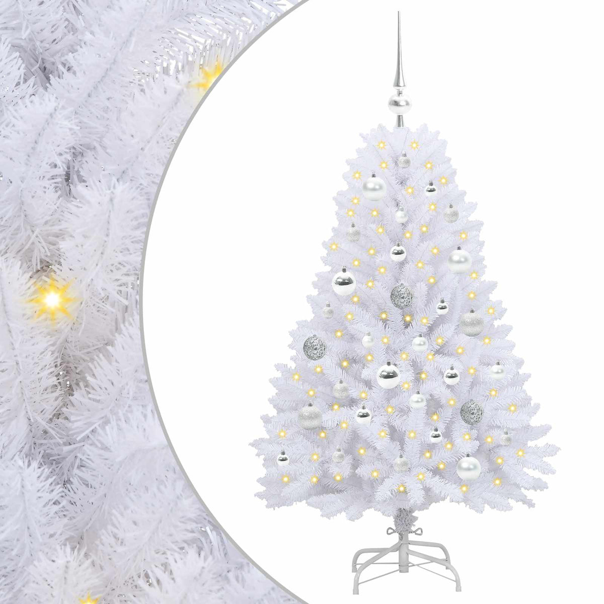 Artificial Hinged Christmas Tree White 120 cm PVC and Steel