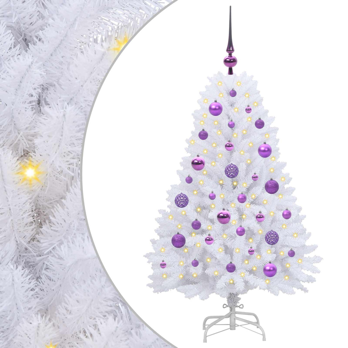 Artificial Hinged Christmas Tree White 120 cm PVC and Steel