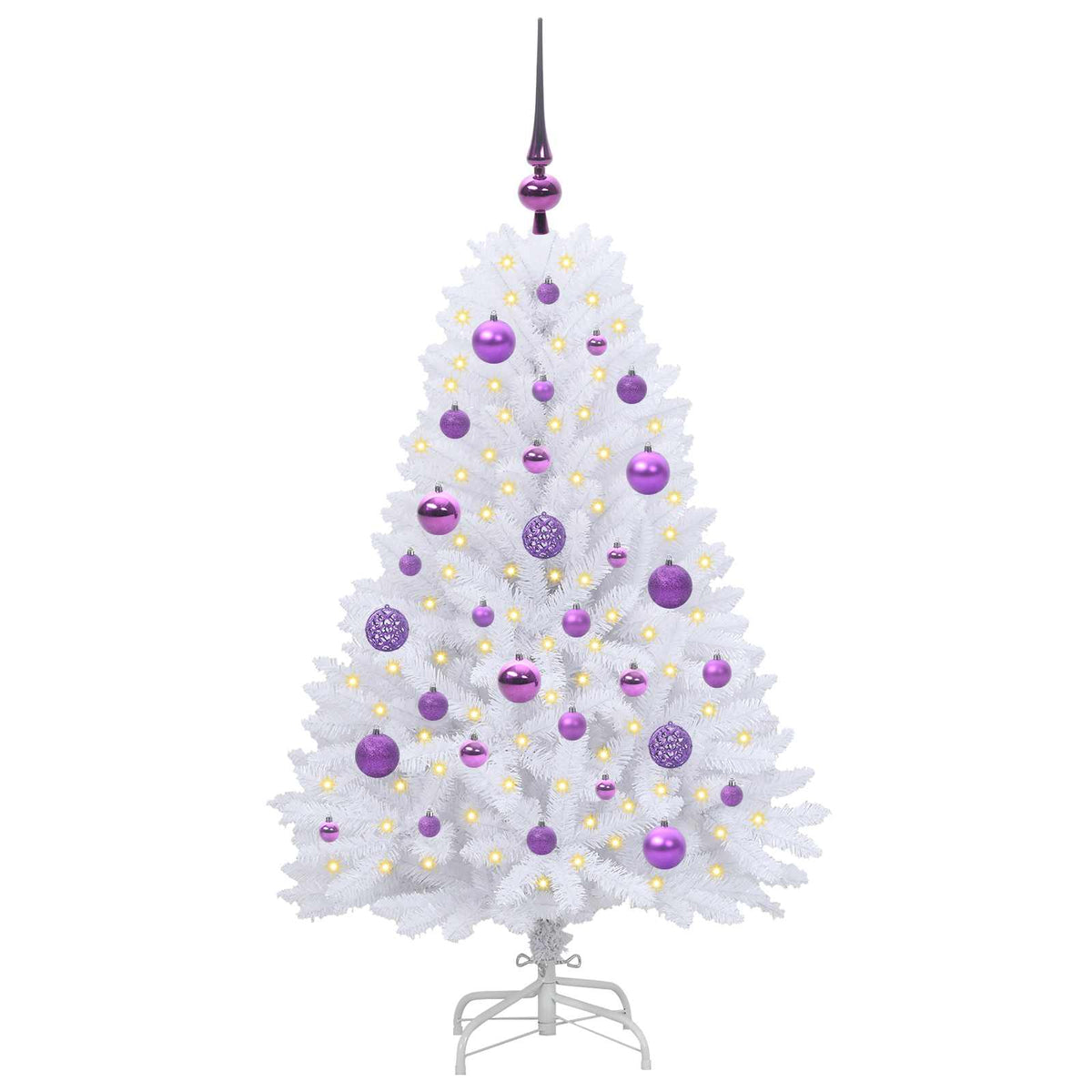 Artificial Hinged Christmas Tree White 120 cm PVC and Steel