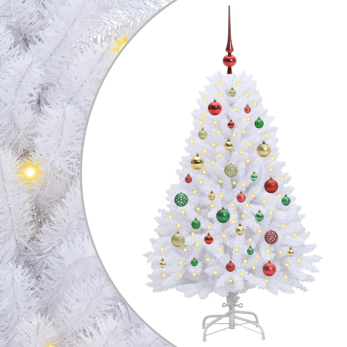 Artificial Hinged Christmas Tree White 120 cm PVC and Steel