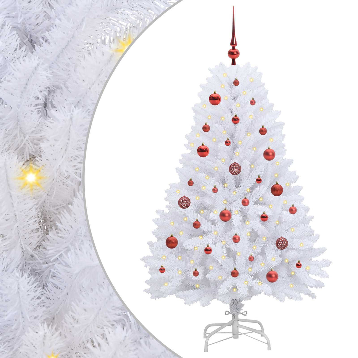 Artificial Hinged Christmas Tree White 150 cm PVC and Steel