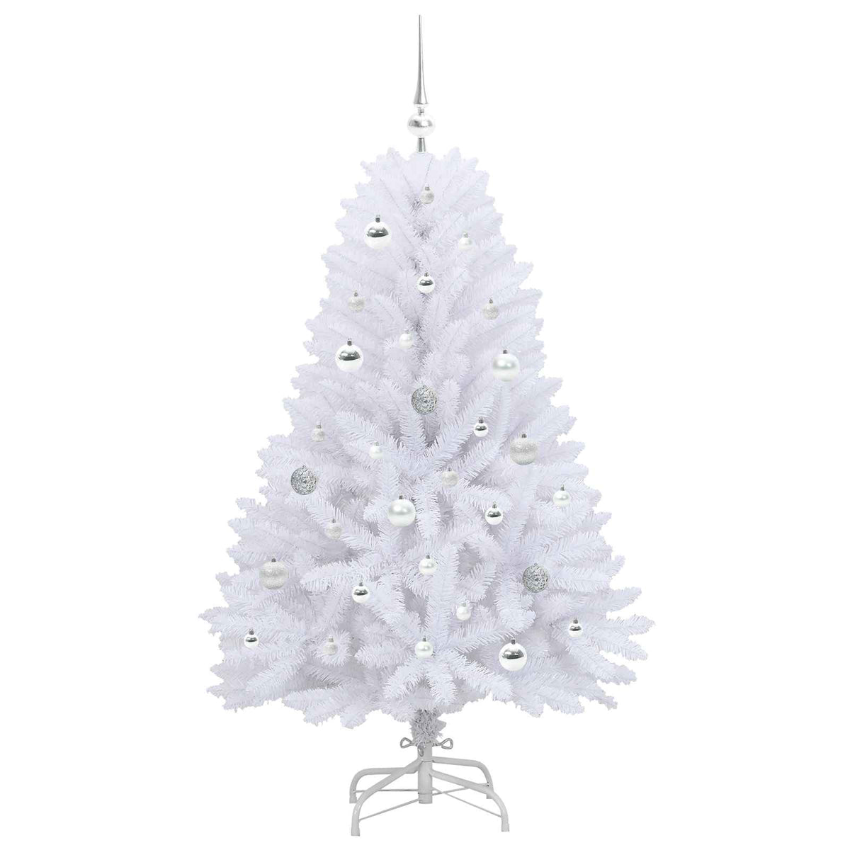 Artificial Hinged Christmas Tree White 150 cm PVC and Steel