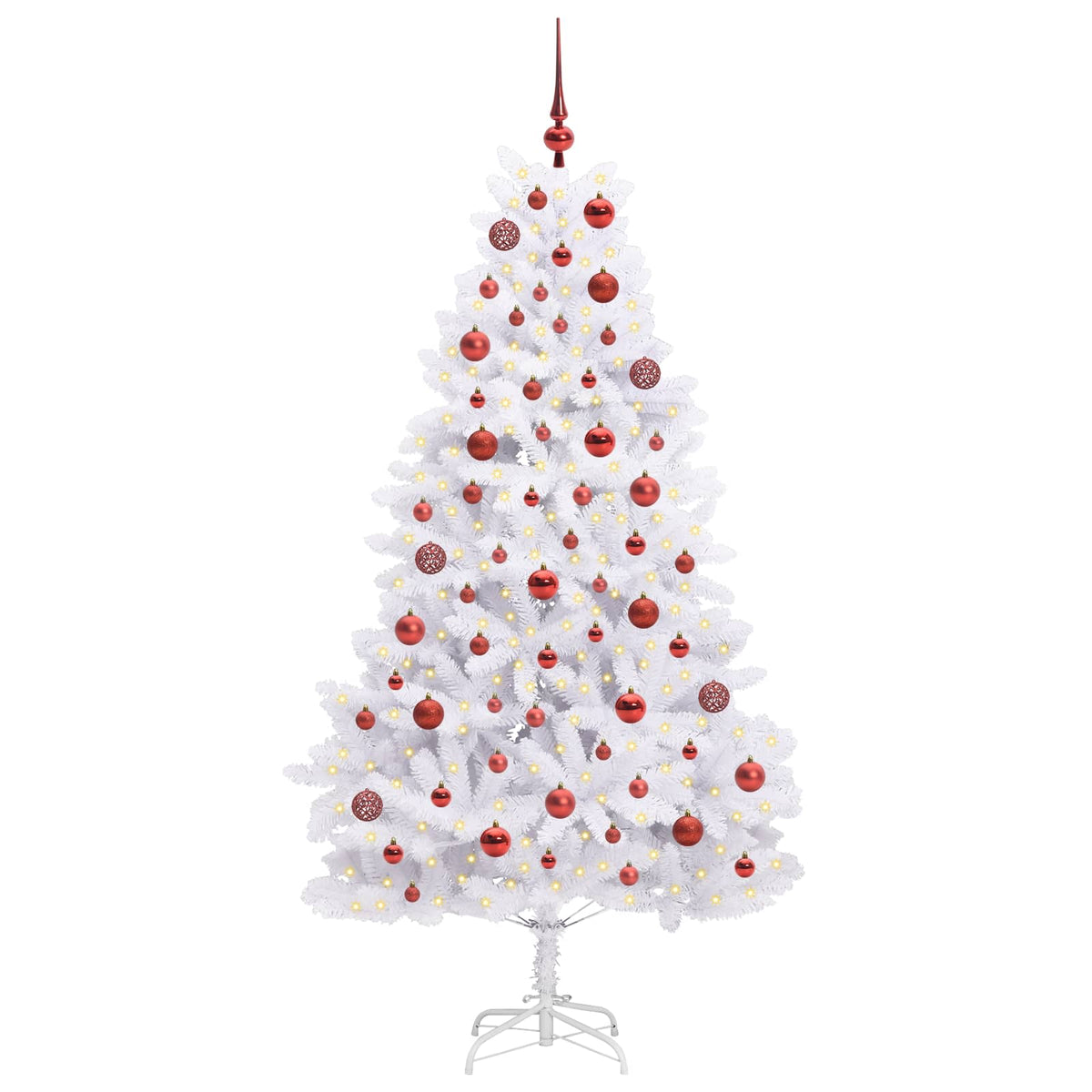 Artificial Hinged Christmas Tree White 180 cm PVC and Steel
