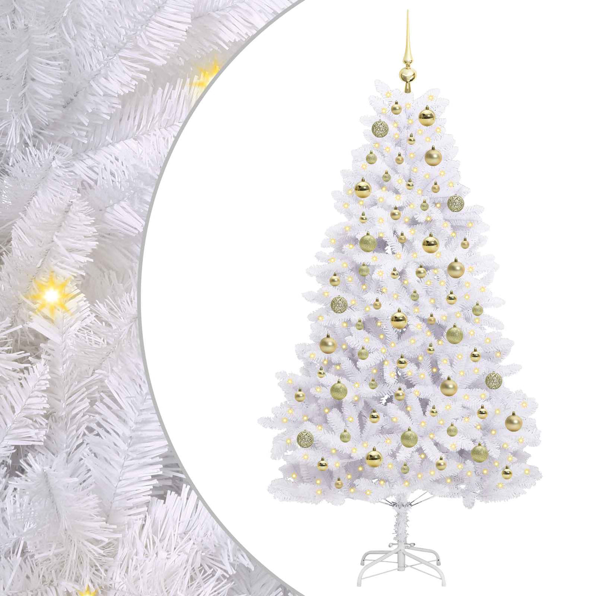 Artificial Hinged Christmas Tree White 180 cm PVC and Steel