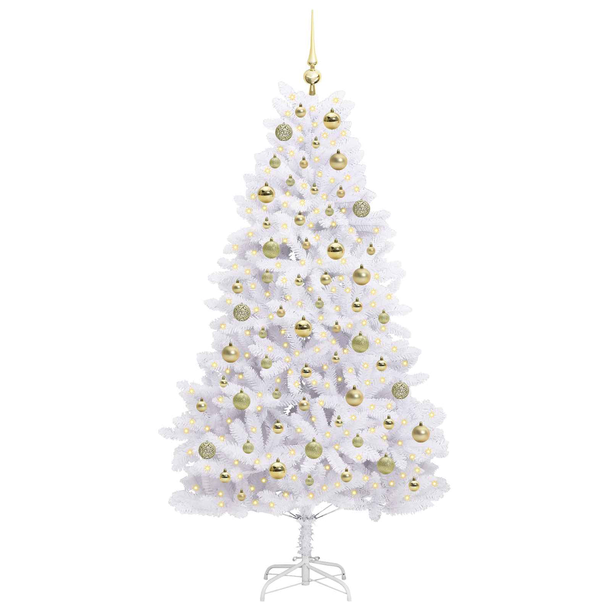 Artificial Hinged Christmas Tree White 180 cm PVC and Steel