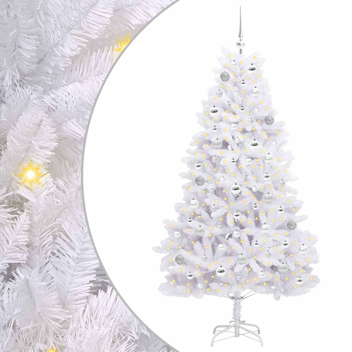 Artificial Hinged Christmas Tree White 180 cm PVC and Steel