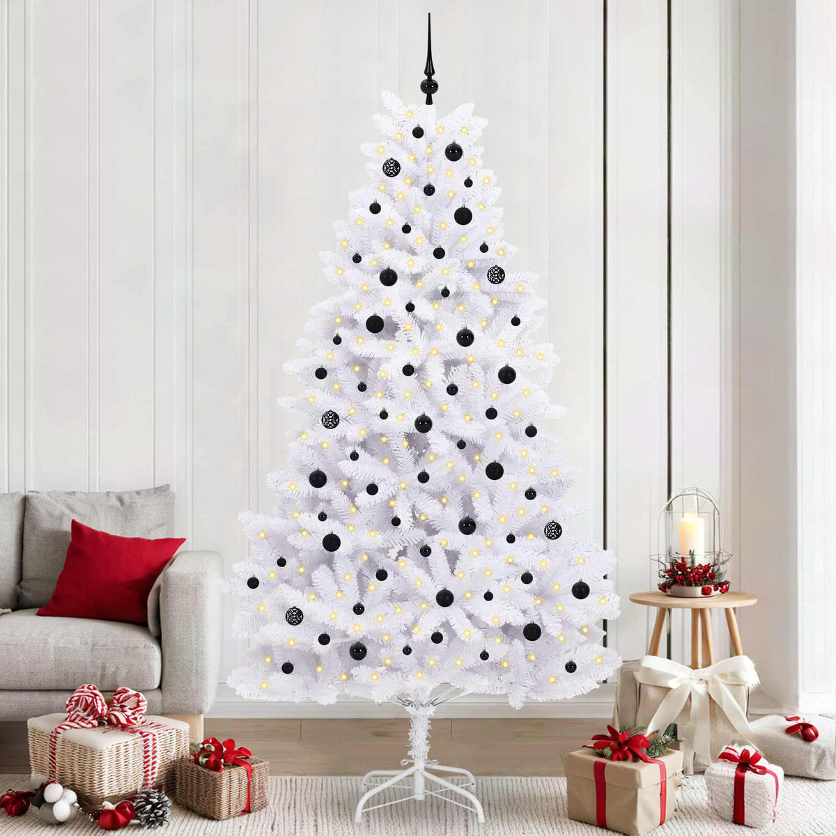 Artificial Hinged Christmas Tree White 240 cm PVC and Steel